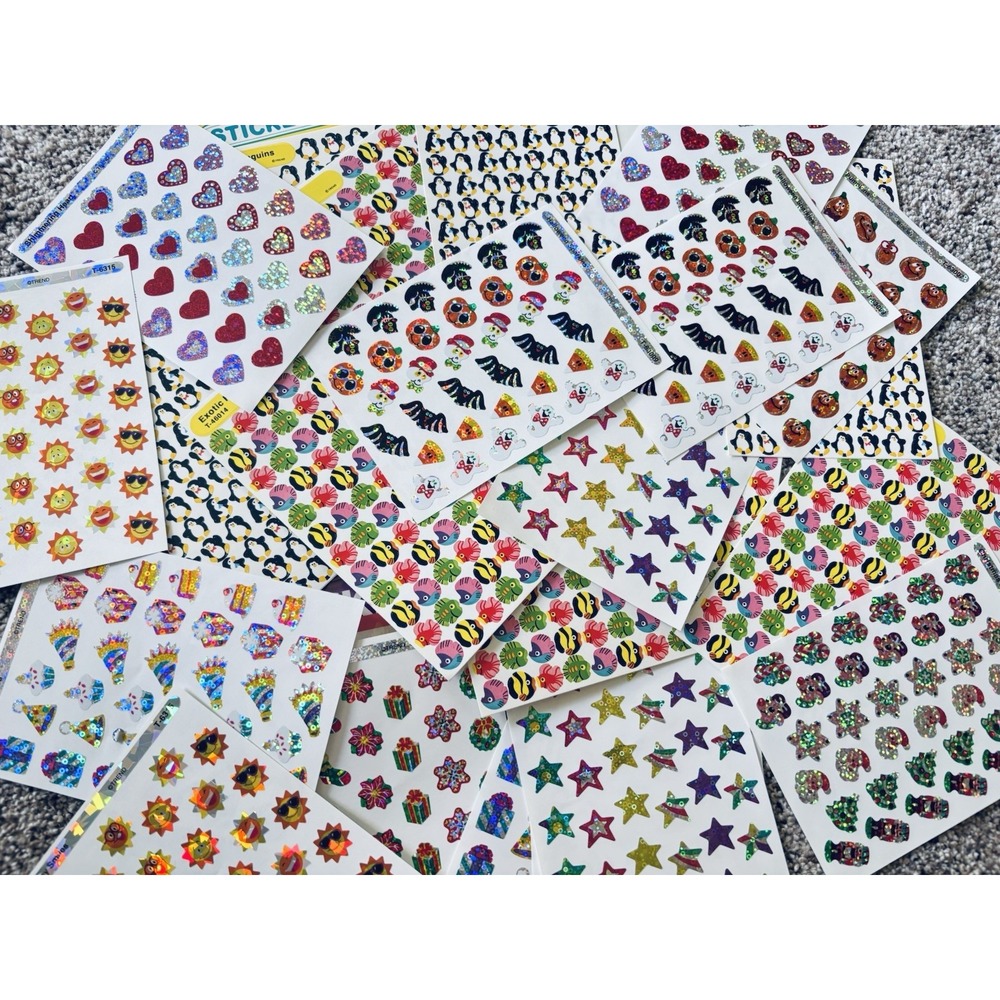 Huge Lot Of Vintage TREND Sticker Sheets Foil Halloween Birthday NOS Rare